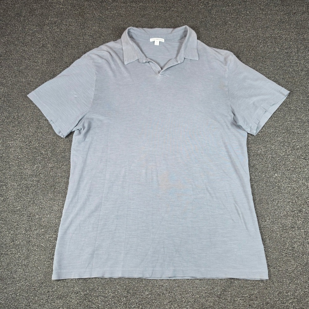 James Perse Polo Shirt Blue Mens 3 Large MGW3500 Cotton Short Sleeve Open Collar